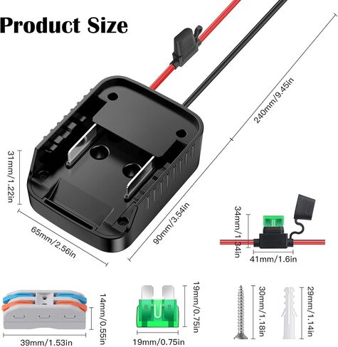 2 Packs for Power Wheel Adapter Compatible with Makita 18V Battery Adapter Converter Upgrade Kit with Fuse & Switch & Wire Terminals 12AWG Wire Battery Connector for DIY Ride On Truck and Rc Toys in Kuwait