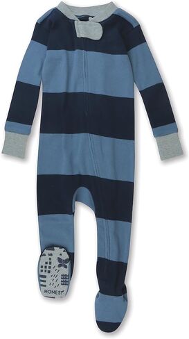HonestBaby Non-Slip Footed Pajamas One-Piece Sleeper Jumpsuit Zip-Front PJs 100% Organic Cotton for Baby Boys in Kuwait