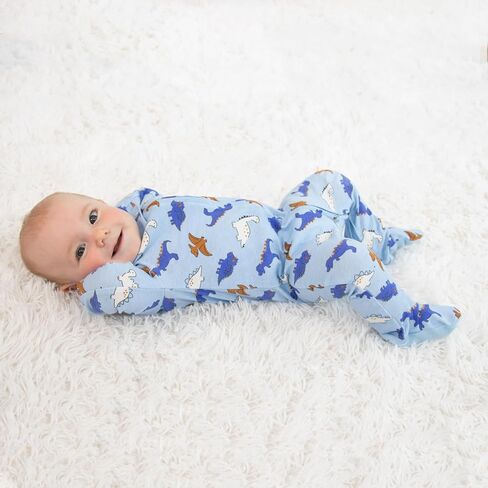 The Peanutshell Baby Boy Sleeper Set for Newborns & Infants 0-3, 3-6, 6-9 Months (3-Pack) - Cobalt Dino Multicolor in Kuwait