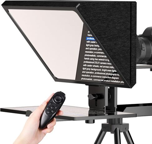12" Teleprompter for Camera & Tablet, APP Remote, Adjustable | Aluminum Alloy Design, iOS & Android Compatible, Quick Setup for Video Recording, Live Streaming & Online Presentations in Kuwait