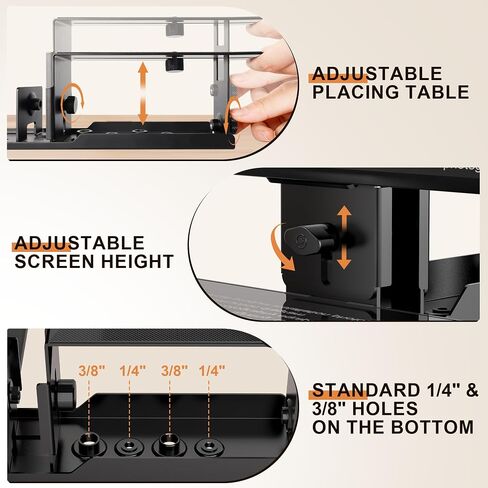 12" Teleprompter for Camera & Tablet, APP Remote, Adjustable | Aluminum Alloy Design, iOS & Android Compatible, Quick Setup for Video Recording, Live Streaming & Online Presentations in Kuwait