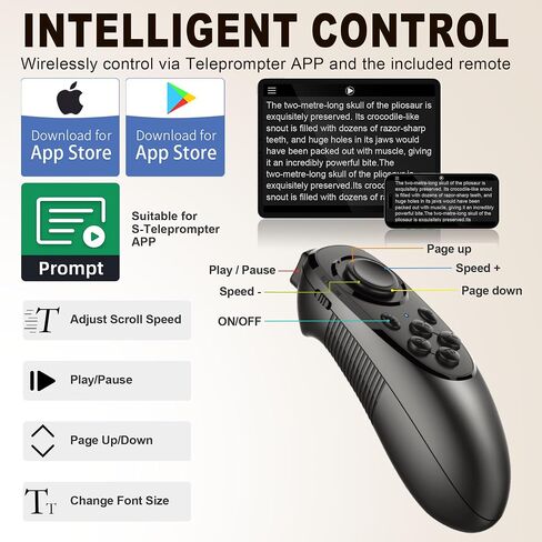 12" Teleprompter for Camera & Tablet, APP Remote, Adjustable | Aluminum Alloy Design, iOS & Android Compatible, Quick Setup for Video Recording, Live Streaming & Online Presentations in Kuwait