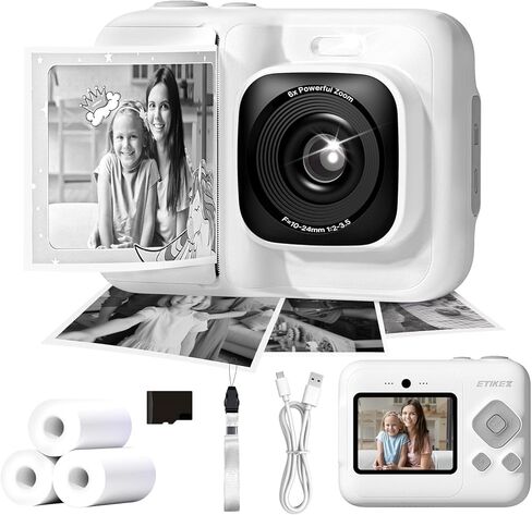 Kids Camera,1080P Instant Digital Print, Dual Lens,32GB Card, Purple | Funny Instant Printing, Safe,Durable &Easy to Use, Birthday for Boys & Girls Ages 4-12, Portable Toy with3 Rolls Print Paper in Kuwait