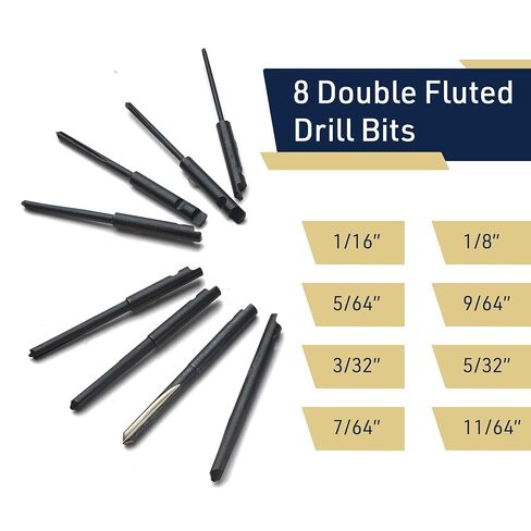 Classic Yankee Style Push Drill Replacement Bits - Set of 8 Double Fluted Hand Drill Bits - Push Drill Bits Set with No Chuck Needed by Kings County Tools in Kuwait