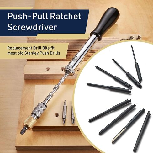 Classic Yankee Style Push Drill Replacement Bits - Set of 8 Double Fluted Hand Drill Bits - Push Drill Bits Set with No Chuck Needed by Kings County Tools in Kuwait
