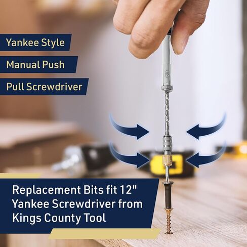 Classic Yankee Style Push Drill Replacement Bits - Set of 8 Double Fluted Hand Drill Bits - Push Drill Bits Set with No Chuck Needed by Kings County Tools in Kuwait