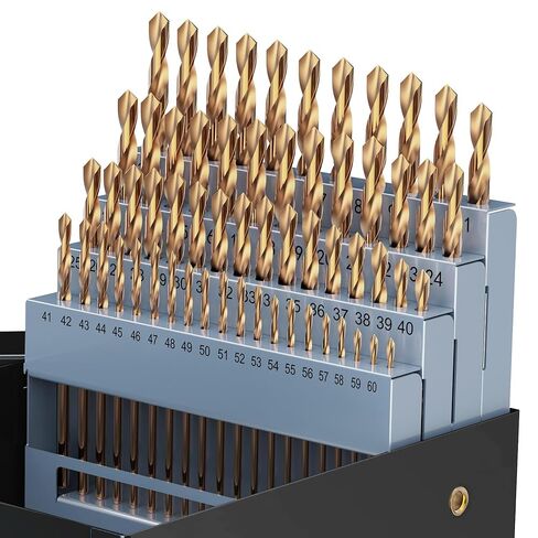 60pcs Cobalt Number Size Drill Bit Set, 4341 High Speed Steel Drill Bit Set (#1-60) for Hardened Metal, Stainless Steel, Cast Iron and Wood Plastic with Indexed Storage Case in Kuwait