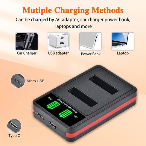 Pickle Power NP-BG1 Battery and LED Dual Charger Replacement for Sony NP-FG1 NPBG1 G Type Battery and Cybershot DSC H9/H10 Series,DSC-HX5V,HX9V,W30,W50,W55,W70,W80,W630,T20/T100 Series Camera in Kuwait