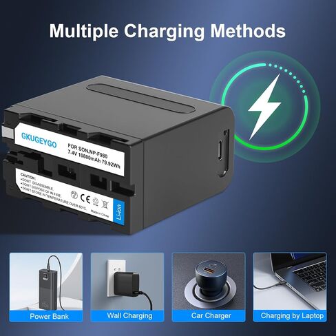 NP-F970 Battery Replacement, High Capacity Li-ion Battery with USB Output LCD Display for Sony NP-F980 NP-F970 NP-F975 NP-F960 NP-F930 NP-F770 NP-F750 NP-F570 NP-F550 NP-F530 NP-F330 in Saudi Arabia