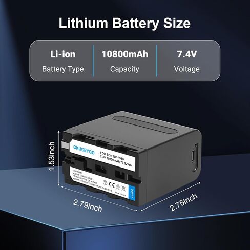NP-F970 Battery Replacement, High Capacity Li-ion Battery with USB Output LCD Display for Sony NP-F980 NP-F970 NP-F975 NP-F960 NP-F930 NP-F770 NP-F750 NP-F570 NP-F550 NP-F530 NP-F330 in Saudi Arabia