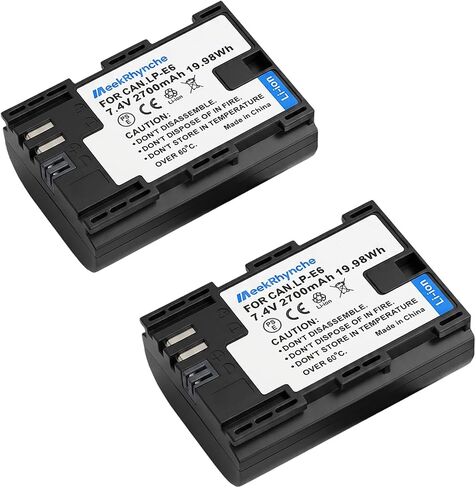 2 Pack LP-E6N LP E6 Battery Compatible with Canon EOS R R5 R6 R7, R5 C, R6 Mark II, EOS 5D Mark II III IV, 5D SR, 6D Mark II 7D Mark II,6D 7D 90D 80D 70D 60D 60Da, XC10 XC15 Cameras in Kuwait