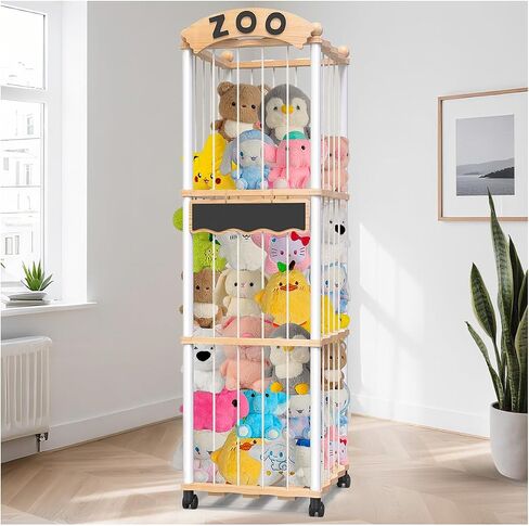Stuffed Animals Storage,3-Tier Wooden Stuffed Animal Holder Organizer | 120+ Plushies Stuffy Storages,Toy Storages Organizer Shelf Tower for Nursery Playroom Kidroom Living Room in Kuwait