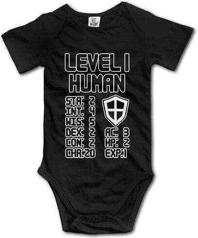 Level 1 Human Cute Toddler Rompers Video Game Themed Baby Short Sleeve Bodysuit Black in Kuwait