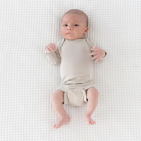 KYTE BABY Unisex Long Sleeve Bodysuit, Rayon Made from Bamboo (Preemie, Oat) in Kuwait
