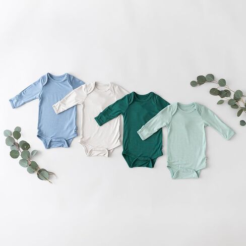 KYTE BABY Unisex Long Sleeve Bodysuit, Rayon Made from Bamboo (Preemie, Oat) in Kuwait