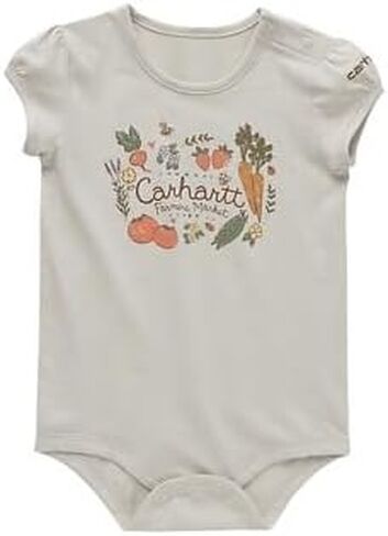 Carhartt Kid's CA7048 Short-Sleeve Farmers Market Bodysuit - Baby Infant Girls- 3 Months - Malt in Kuwait