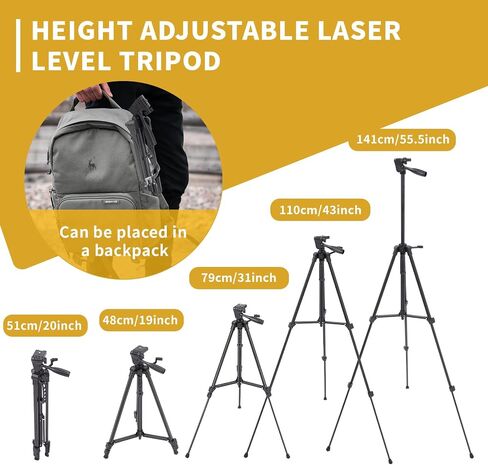 Laser Level Tripod Compatible with Klein Tools, 20" Adjustable Laser Tripod Stand with 1/4"-20 Thread Mount, Lightweight Tripod with Non-Skid Feet, Collapsible Legs, Carrying Pouch Included in Kuwait