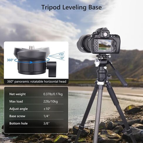 ARTCISE Tripod Leveling Base Camera Leveler, Bubble Level Aluminum Adjusting Plate with 1/4" 3/8" Mounting Screw Tripod Head Compatible with DSLR Camera Camcorder in Kuwait