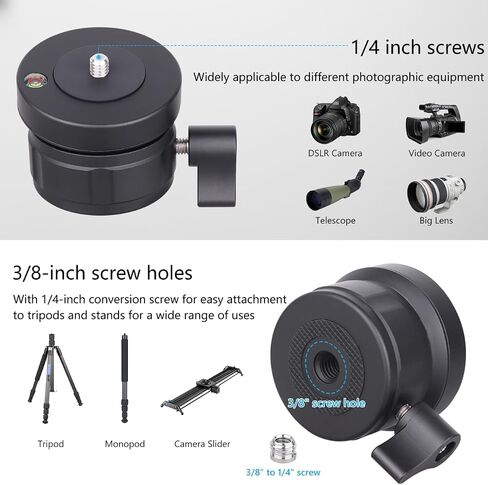 ARTCISE Tripod Leveling Base Camera Leveler, Bubble Level Aluminum Adjusting Plate with 1/4" 3/8" Mounting Screw Tripod Head Compatible with DSLR Camera Camcorder in Kuwait