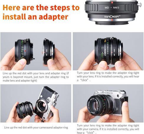 K&F Concept Lens Mount Adapter Compatible with Minolta MD Mount Lens to Micro 4/3 Mount Camera in Kuwait