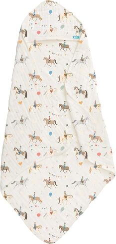 Love to Dream Muslin Hooded Baby Towel, Soft & Absorbent Multi-Layer Organic Cotton Fabric, Eco-Friendly, Essential Bath Gear for Newborns to 6 Months, Year of the Horse, 31.5" x 31.5" in Kuwait
