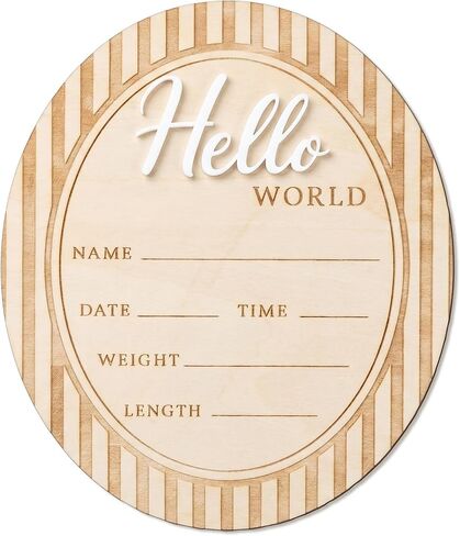 Hello World Baby Announcement Plaque, Wooden Newborn Sign, Hospital Photo Prop, Birth Announcement Decor, Nursery Room Decoration (D36) in Kuwait