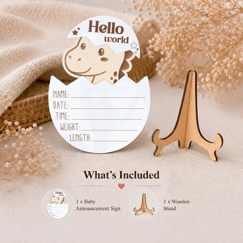 Hello World Baby Announcement Plaque, Wooden Newborn Sign, Hospital Photo Prop, Birth Announcement Decor, Nursery Room Decoration (D20) in Kuwait