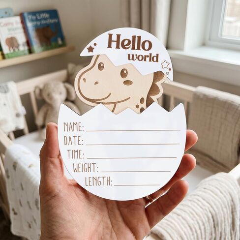 Hello World Baby Announcement Plaque, Wooden Newborn Sign, Hospital Photo Prop, Birth Announcement Decor, Nursery Room Decoration (D20) in Kuwait