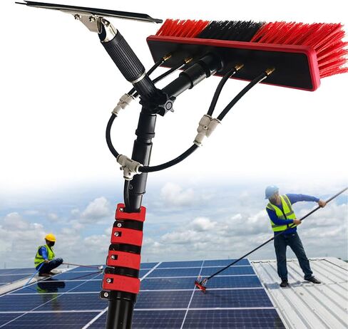 Solar Panel Cleaning Kit: Telescopic Brush, Window Cleaning Pole, Water Brush, Extendable Cleaner for Patio Roofs, Compatible with Cameras, Efficient & Versatile Outdoor Tool in Kuwait