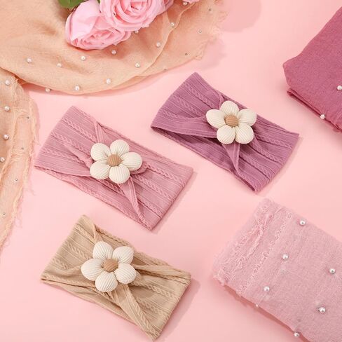 6 Pcs Baby Flower Headbands Baby Props Photography Wrap Kit Newborn Photography Props 67 x 35 inch Soft Hairbands Hair Accessories for Boy Girl Newborn Outfits Infant Toddler in Kuwait