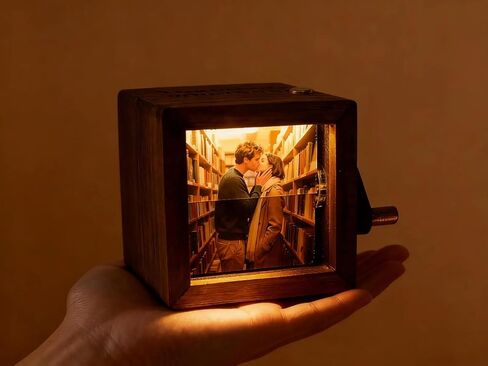 Personalized Photo Flipbook Animation Box - Custom wooden Photo Book with Light, Custom Crank Photobox Picture Box 8 Photos in Kuwait