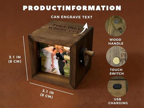 Personalized Photo Flipbook Animation Box - Custom wooden Photo Book with Light, Custom Crank Photobox Picture Box 8 Photos in Kuwait