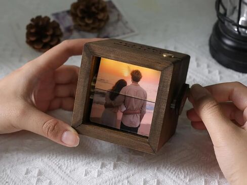 Personalized Photo Flipbook Animation Box - Custom wooden Photo Book with Light, Custom Crank Photobox Picture Box 8 Photos in Kuwait