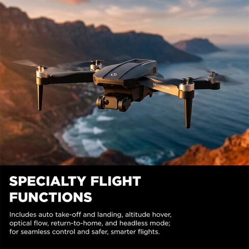 Vivitar SkyVision 4K Ultra HD GPS Foldable Video Drone DRCSC5-BLK Bundle with Sandisk Ultra microSDXC 128GB Memory Card, Drone Landing Pad 31.5-inch with Case and Deco Essentials Sling Backpack in Kuwait
