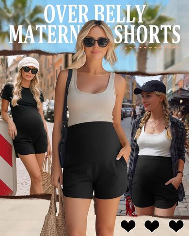3 Pack Women's Maternity Shorts, 3-Color, XX-Large | over Belly, Pregnancy, Lounge, Workout, Running, Casual, Pajama, with Side Pockets, Prenatal Checkup, Loose Fit in Kuwait