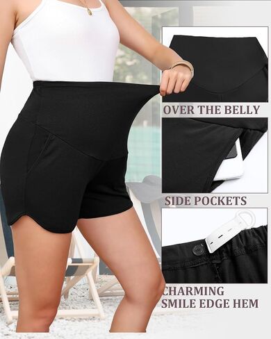 3 Pack Women's Maternity Shorts, 3-Color, XX-Large | over Belly, Pregnancy, Lounge, Workout, Running, Casual, Pajama, with Side Pockets, Prenatal Checkup, Loose Fit in Kuwait