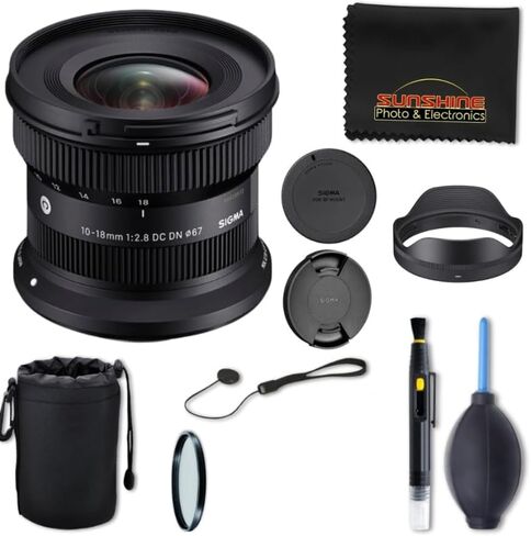 Sigma 10-18mm f2.8 DC DN Contemporary Lens for Sony E with Sunshine Photo Professional Bundle - 4 Years USA Manufacturer Warranty in Kuwait
