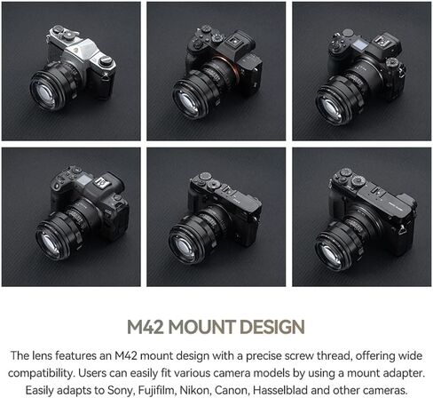 TTArtisan 75mm F1.5 Swirly Bokeh Full Frame Camera Lens Large Aperture Lens Compatible with M42 Mount Camera Lens (Black) in Kuwait
