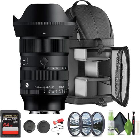 Sigma 17-40mm f/1.8 DC Art Lens Sony E (214965) Bundle. The Ideal Lens for Professional Portraits, Weddings Indoor/Outdoor Adventure, Wildlife, Travel, Sarfari, Photography use + Accessories in Kuwait