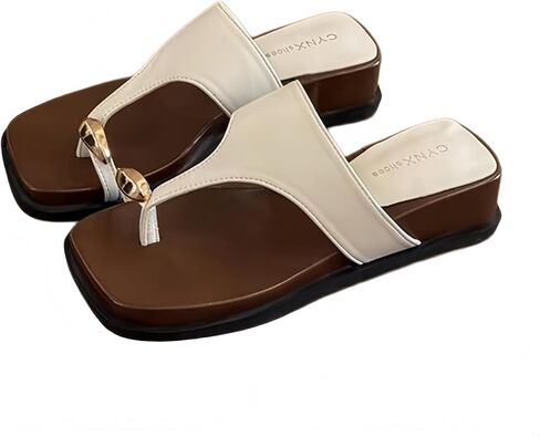 Retro and simple, fashionable wedge heel, square-toe women's sandals. Can be paired with skirts or jeans. Elegant. in Saudi Arabia