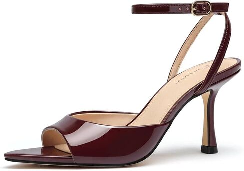 Women's Open Peep Toe Heels Strappy Heeled Sandals Ankle Strap Stiletto Heel Dress Shoes for Wedding Guest Prom Party in Kuwait