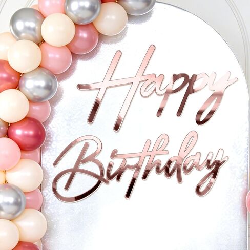 Happy Birthday Sign for Backdrop - Large Acrylic 'Happy Birthday' Mirror Sticker Sign for Birthday Balloon Arch Backdrop Party Wall Decor - Mirror Blue in Kuwait