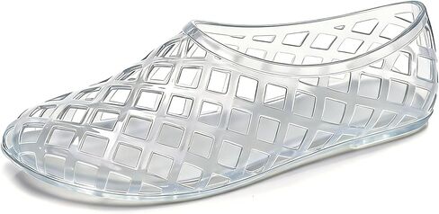 Womens Mesh Jelly Ballet Flats Lightweight Comfort Clear Slip On Round Toe Summer Flat Sandals Dialy Casual Beach Vacation Travel Slippers in Kuwait