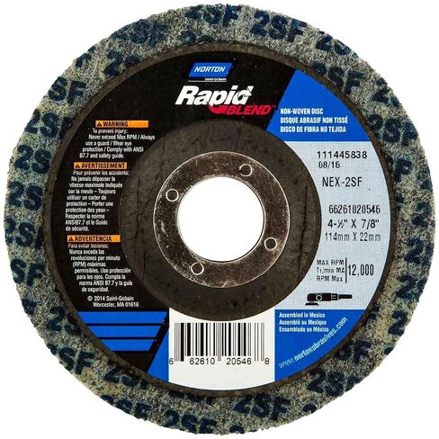 Norton 66261020546 4-1/2x7/8" Bear-Tex Rapid Blend NEX Silicon Carbide Non-Woven Depressed Center Discs, Fine Grit, 10 Pack in Kuwait