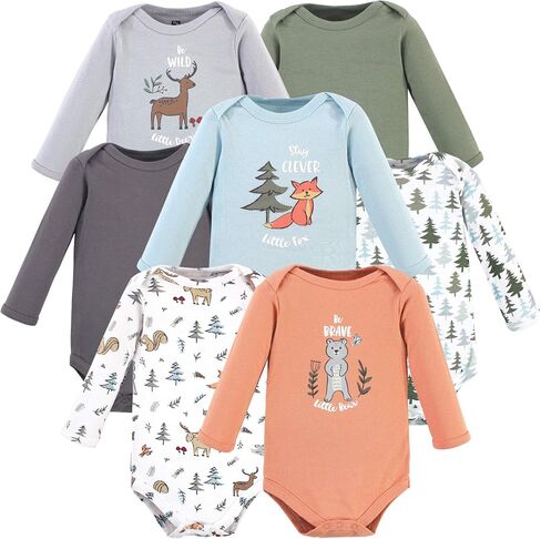 Hudson Baby Baby Cotton Long-sleeve Bodysuits 7-pack in Kuwait