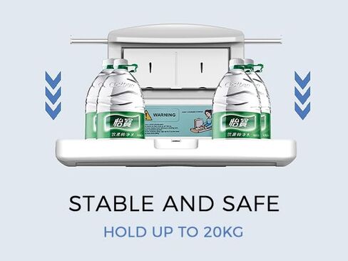 Commercial Baby Changing Station Wall Mounted, Horizontal Fold-Down Baby Changing Table, Heavy Duty 200lb Capacity, Space Saving Diaper Changing Station for Restroom & Public Facilities in Kuwait