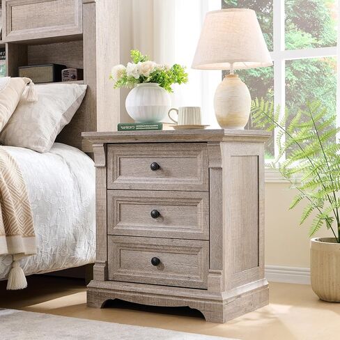 Farmhouse 7 Drawers Dresser for Bedroom, 54" Wide Wood Drawers for Nursery | ustic Chest of Drawers w/Roman Column, Wooden Storage Dressers Organizer for Bedroom, Living Room, Closet, Antique White in Kuwait