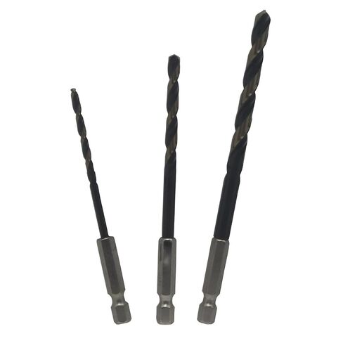 Drill America 3 Piece Quick Change Cobalt Drill Set with Hex Shank, (1/8, 3/16", 1/4"), COHEX Series in Kuwait
