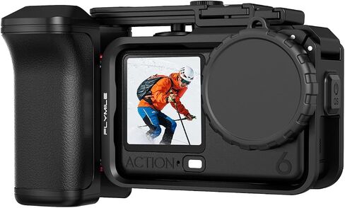 BRDRC Grip Kit for DJI Action 6 (with Cage), Handle Holder Bundle Expansion Mount with Shutter Button, Quick Release, Cold Shoe for DJI Osmo Action 6 Accessories in Kuwait
