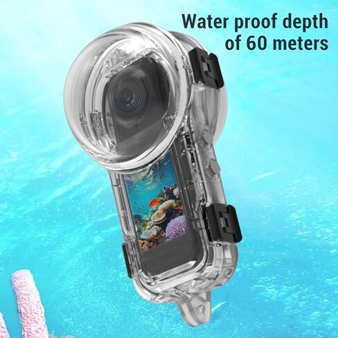 AMONIDA 60M 196ft Dive Case, Underwater Diving Cover, Panoramic Protective Cover with 360 Degree Seamless Stitching & Bracket Accessories, Ideal for X5 Camera in Kuwait